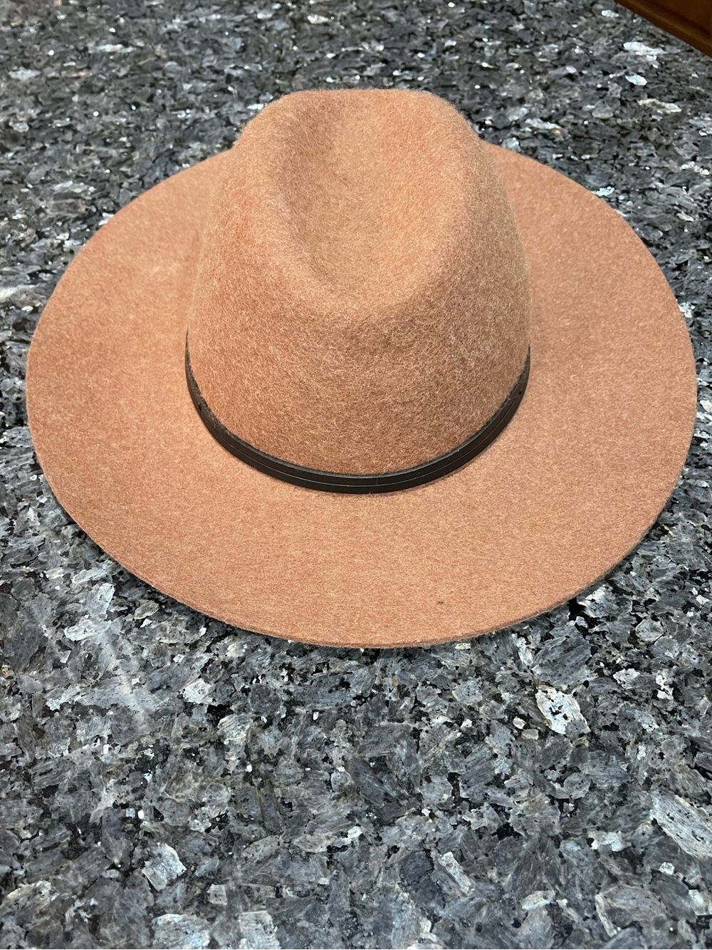 100% Wool Fedora in Camel with Brown Band 3” Brim S Adjustable